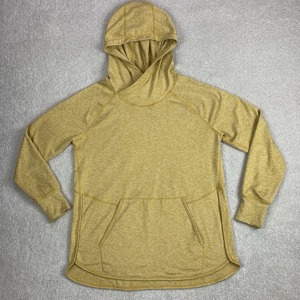 Eddie Bauer Hoodie Women Small Yellow Crossover Neck Pullover Active